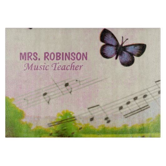 Personaliseren, Muziek Butterflies Bedankt leraar Snijplank (Voorkant)