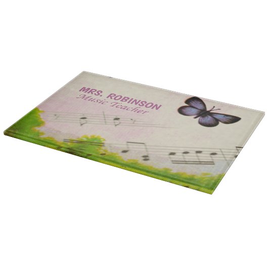 Personaliseren, Muziek Butterflies Bedankt leraar Snijplank (Hoek)