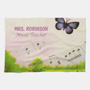 Personaliseren, Muziek Butterflies Bedankt leraar Theedoek