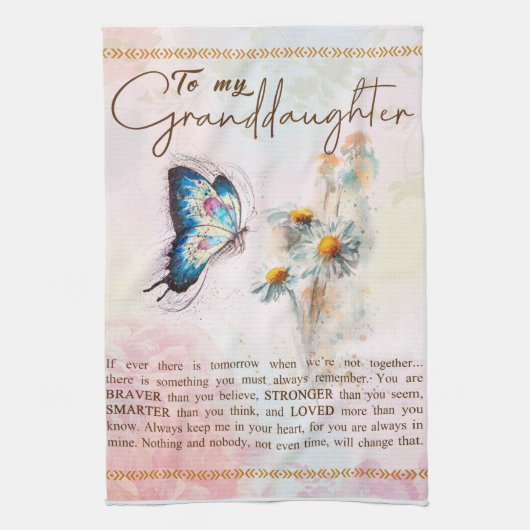 Personaliseren naar mijn kleindochtervlinderbloemf theedoek (Verticaal)