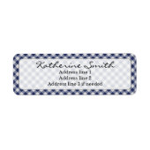 Personaliseren: Navy Blue Gingham Controleer patro Etiket (Voorkant)