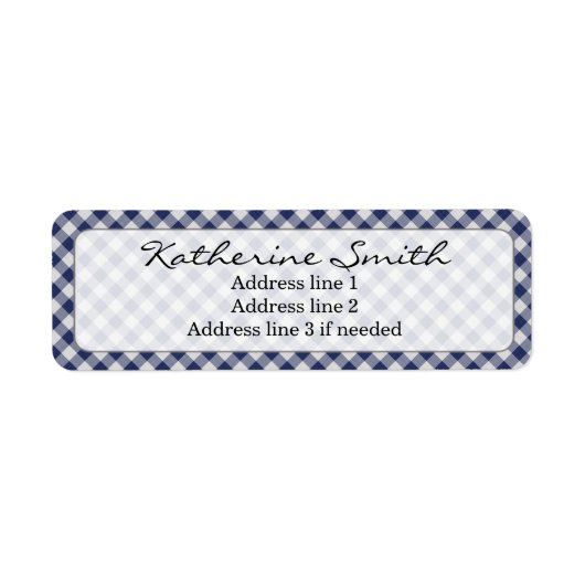 Personaliseren: Navy Blue Gingham Controleer patro Etiket (Voorkant)