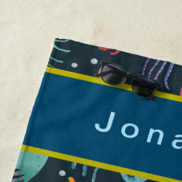 Personaliseren onder het Zee Marine Life Dark Back Strandlaken