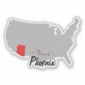 Personaliseren - Phoenix, Arizona Kaart US Sticker (Voorkant)