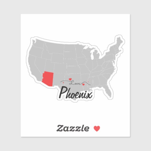 Personaliseren - Phoenix, Arizona Kaart US Sticker (Vel)