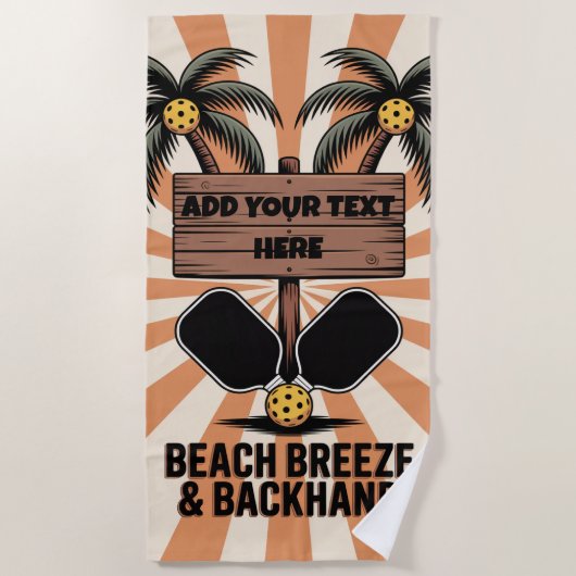 PERSONALISEREN Pickleball Beach Breeze & Backhand Strandlaken (Voorkant)