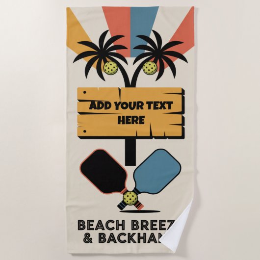 PERSONALISEREN Pickleball Beach Breeze & Backhand Strandlaken (Voorkant)