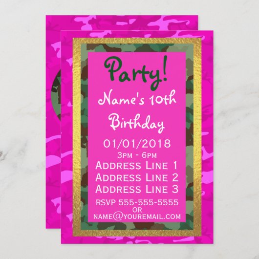 Personaliseren - Pink Camo Kaart (Voorkant / Achterkant)