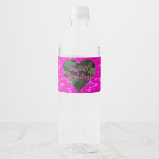 Personaliseren - Pink Camo Waterfles Etiket