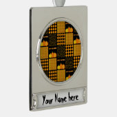 Personaliseren - Pompoen Halloween Patchwork Patro Verzilverd Banner Ornament (Rechts)