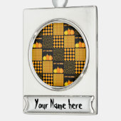 Personaliseren - Pompoen Halloween Patchwork Patro Verzilverd Banner Ornament (Links)