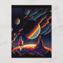 Personaliseren - Retro 8-bit Pixel Space Rocket
