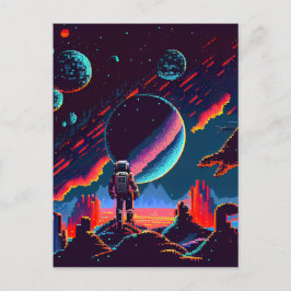 Personaliseren - Retro 8-bits ruimteastronaut Briefkaart