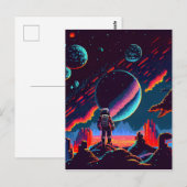 Personaliseren - Retro 8-bits ruimteastronaut Briefkaart (Voorkant / Achterkant)