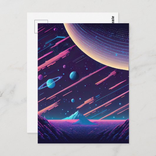 Personaliseren - Retro Space Scene Briefkaart (Voorkant / Achterkant)