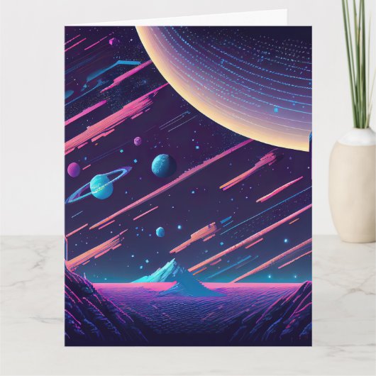 Personaliseren - Retro Space Scene Kaart (Voorkant)