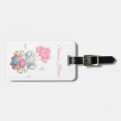 personaliseren | Schattig roze olifant Bagagelabel (Voorkant horizontaal)
