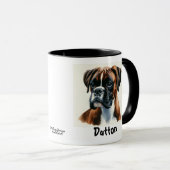 Personaliseren / Schattigee Boxer Waterverf Portri Mok (Voorkant rechts)