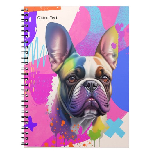 PERSONALISEREN: Schattigee Franse Bulldog Notitieb Notitieboek (Voorkant)