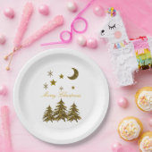 Personaliseren, Sparkly kerstboom, maan, sterren Papieren Bordje (Feest)