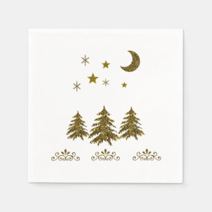 Personaliseren, Sparkly kerstboom, maan, sterren Servetten