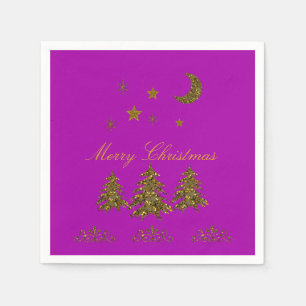 Personaliseren, Sparkly kerstboom, maan, sterren Servetten