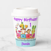 Personaliseren van Birthday Animal Train Young Chi Papieren Bekers (Achterkant)