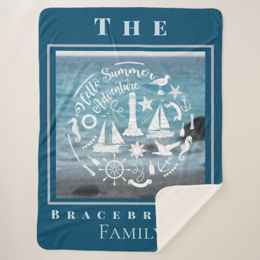 Personaliseren van marien thema Hallo zomeravontuu Sherpa Deken (Voorkant)