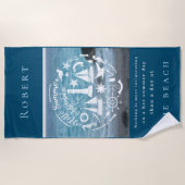 Personaliseren van marien thema Hallo zomeravontuu Strandlaken (Voorkant)