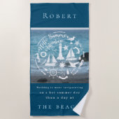 Personaliseren van marien thema Hallo zomeravontuu Strandlaken (Voorkant)