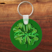 (Personaliseren)Vier lef-klaver met naam Sleutelhanger (Voorkant)