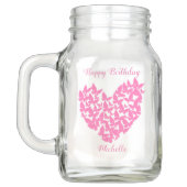 personaliseren vlinderroze verjaardaymason jar mason jar (Achterkant)