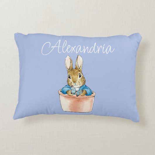 Personaliseren Voeg Naam Peter het konijn toe Accent Kussen (Achterkant)