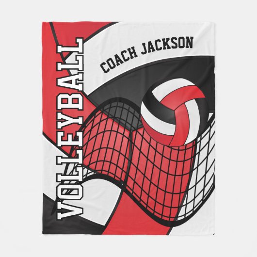 Personaliseren - Volleybal 🏐 ontwerp - Rood en Zw Fleece Deken (Voorkant)