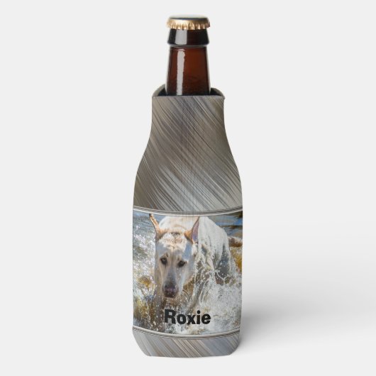 Personaliseren: Yellow Labrador foto ingelijst Flesjeskoeler (Fles Voorkant)