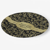 Personaliseren: Zwart en Goud 80e Verjaardag Thema Papieren Bordje (Gekanteld)