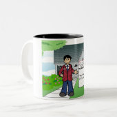 Personaliserende Cartoon - Mannelijke Tweekleurige Koffiemok (Voorkant links)