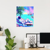 PERSONALISERENDE ONTSPANNENDE RUIMTEVAARDER STRAND POSTER (Thuiskantoor)