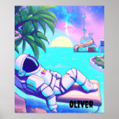 PERSONALISERENDE ONTSPANNENDE RUIMTEVAARDER STRAND POSTER (Voorkant)
