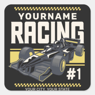 Personaliseringsteam Fast Race-autorijstuurprogram Vierkante Sticker