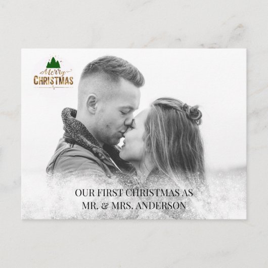 Personalisierbar Foto Karte Schneeflocken Briefkaart (Voorkant)