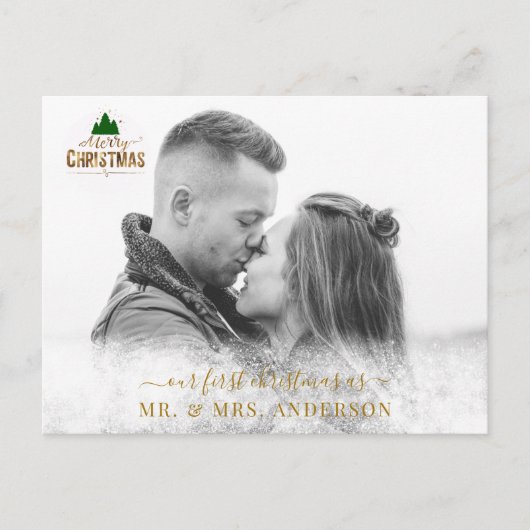 Personalisierbar Foto Karte Schneeflocken Briefkaart (Voorkant)