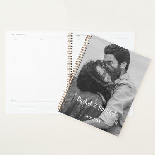 Personalisierbar Foto Schwarz Weiß Hochzeit Planner (Display)