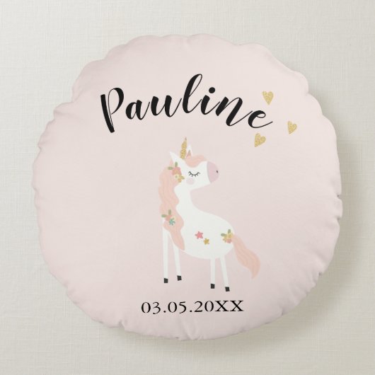 Personalisierbar Geburt Rond Kussen (Voorkant)