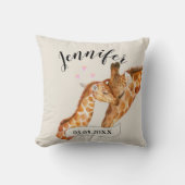 Personalisierbar Giraffe Mama & Baby Name Kussen (Voorkant)