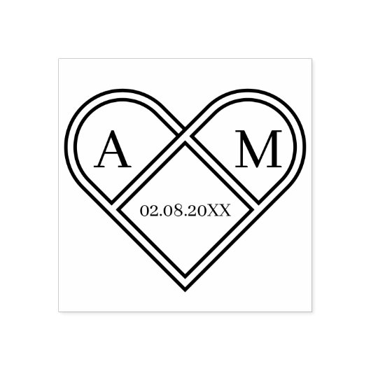 Personalisierbar Monogramm Herz Rubberstempel (Afrduk)