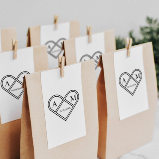 Personalisierbar Monogramm Herz Rubberstempel