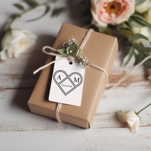 Personalisierbar Monogramm Herz Rubberstempel