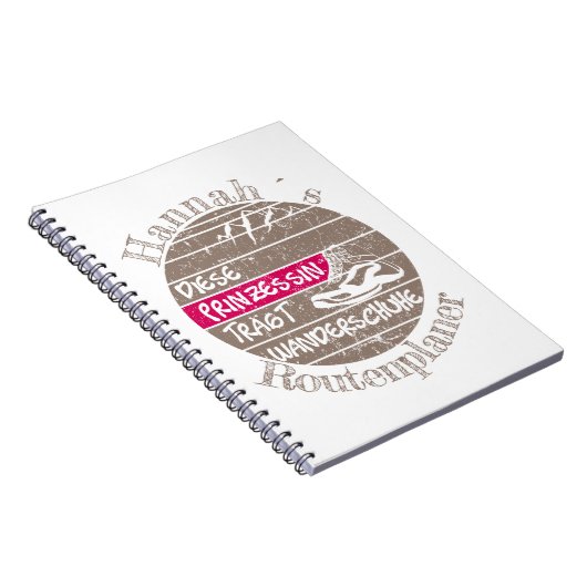 personalisierbar Name Prinzessin Wanderschuhe Notitieboek (Rechterzijde)