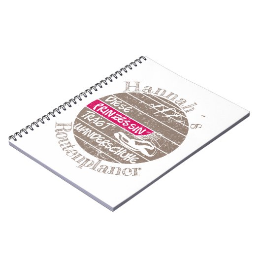 personalisierbar Name Prinzessin Wanderschuhe Notitieboek (Linkerzijde)